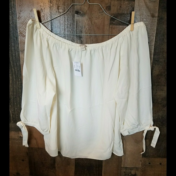 J. Crew Factory Tops - J.Crew Factory Off the Shoulder Top Ivory nwt